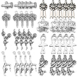 80Pcs 8 Style Tibetan Style Alloy Pendants, Mix-shaped, Antique Silver, 15.5~30x10~15.6x1~4.5mm, Hole: 1~2mm, 10pcs/style