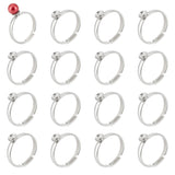 20Pcs Adjustable 304 Stainless Steel Finger Ring Findings, Ring Settings with 201 Stainless Steel Tray for Rhinestone, Stainless Steel Color, Tray: 4mm, Inner Diameter: 16.4mm