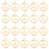 50Pcs 304 Stainless Steel Pendants, Peace Sign, Golden, 15x12.5x1mm, Hole: 1.4mm