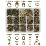 Tibetan Style Alloy Toggle Clasps, Mixed Shapes, Antique Bronze, 14x10.8x3cm, 120set/box
