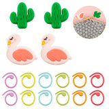 Knitting Tool Kit, Including Flamingo & Cactus Silicone Needles Protectors Stoppers, Alloy Knitting Stitch Maker Rings, Mixed Color, 16Pcs/box