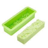 DIY Soap Silicone Molds, Rectangle with Rose Pattern, Lime, 82.5x250x54mm, Inner Diameter: 60mm