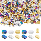 180Ps 3 Colors Electroplated Non-magnetic Synthetic Hematite Beads, 2-Hole, Rectangle, Mixed Color, 4.5x2x2.5mm, Hole: 1mm, 60pcs/color