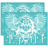 Self-Adhesive Silk Screen Printing Stencil, for Painting on Wood, DIY Decoration T-Shirt Fabric, Turquoise, Skull, 280x220mm