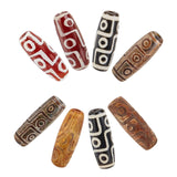 8Pcs 4 Colors Tibetan Style 9-Eye dZi Beads, Natural Agate Beads, Dyed & Heated, Rice, Mixed Color, 29~30x9~11mm, Hole: 2.5~3mm, 2pcs/color