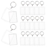 Plastic Badge Holder Keychain, with Platinum Tone Iron Key Rings, Rectangular, for Card, Photo Storage, Clear, 1.2x1.3cm