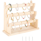 3-Tier Assembled Wood Bracelets/Bangles Display Riser Stands, Bracelets Organizer Holder, Bisque, Finish Product: 11.7x33x26.5cm, about 10pcs/set