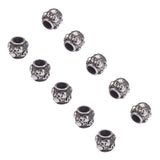 Halloween 316 Surgical Stainless Steel European Beads, Large Hole Beads, Barrel with Skull, Antique Silver, 8.5x9.5mm, Hole: 4.5mm, 10pcs/box