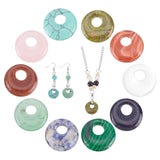 10Pcs 10 Styles Natural & Synthetic Gemstone Pendants, Donut/Pi Disc, 17.5~18.5x5.5mm, Hole: 5.5mm, 1pc/style