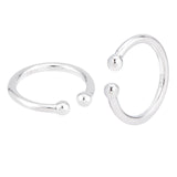 2Pcs Rhodium Plated 925 Sterling Silver Cuff Earrings, Ring with Round, Non Piercing Jewelry, Platinum, 12x1mm
