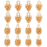 16Pcs 2 Styles Brass Charms, Pine Cone, Real 18K Gold Plated, Real 18K Gold Plated, 12x7~8x7mm, Hole: 1~2mm, 8pcs/style