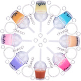 DIY Keychain Making Kits, with Openable Acrylic Bottle Big Pendants, with Resin, Polymer Clay Inside and Plastic Straw, Iron Split Key Rings, Bubble Tea/Pearl Milk Tea, Mixed Color, Pendant: 60~74x43x37.5mm, Hole: 2.5mm, 8pcs/set