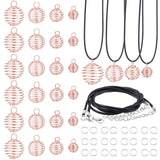 DIY Spring Ball Charm Bracelet Making Kits, Including 24Pcs 4 Style Iron Pendants, 24Pcs Imitation Leather Cord, 50Pcs Iron Jump Rings, Rose Gold, Pendants: 6pcs/style