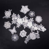 Lace Embroidery Sewing Fiber, DIY Garment Accessories, Flower, White, 10pcs/set