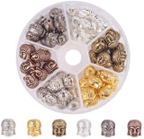 Tibetan Style Beads, Lead Free, Buddha Head, Mixed Color, 11x9x8mm, 10pcs/color, 60pcs/set, 10.3x1.7cm