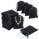 30Pcs Rectangle Velvet Pouches, Candy Gift Bags Christmas Party Wedding Favors Bags, Black, 9x7cm, 30pcs/set