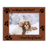 Leather Picture Frame, Laser Printed Photo Frame, for Home Decor, Horizontal Rectangle with Word, Pet Theme, Paw Print, 247x197mm, Inner Diameter: 127x177mm