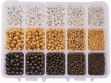 Brass Spacer Beads, Seamless, Round, Mixed Color, 2.4~6mm, Hole: 0.8~2.5mm