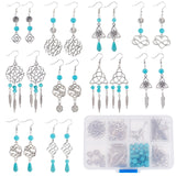 DIY Trinity Knot Earring Making Kit, Including Rhombus & Heart & Star & Leaf Alloy Pendants & Links, Synthetic Beads, Brass Earring Hooks, Antique Silver, 172Pcs/box