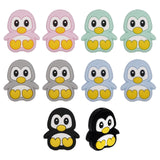 10Pcs 5 Colors Penguin Food Grade Eco-Friendly Silicone Beads, Chewing Beads For Teethers, DIY Nursing Necklaces Making, Mixed Color, 28x24x9mm, Hole: 2mm, 2pcs/color