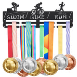 Sports Theme Iron Medal Hanger Holder Display Wall Rack, with Screws, Triathlon Pattern, 150x400mm