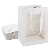 Paper Bags, Gift Shopping Bags, with Transparent Clear Window Display and Handles, Rectangle, White, 25x18x13.2cm