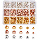 Tibetan Style Brass & Iron Spacer Beads, Round, Mixed Color, 2.5~6mm, Hole: 1~2.5mm, about 2700pcs/box