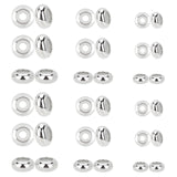 304 Stainless Steel Beads, with Rubber Inside, Slider Beads, Stopper Beads, Rondelle, Stainless Steel Color, 7~10x3.5~5mm, Rubber Hole: 1~3mm, 30pcs/box