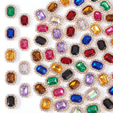 54Pcs 9 Colors Glass Rhinestone Cabochons, with Light Gold Tone Alloy Findings, Oval, Mixed Color, 21x17x4.5mm, 6pcs/color