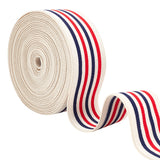 5 Yards Polyester Elastic Wide Band, Flat with Stripe Pattern, Red, 39mm