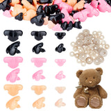 450 Sets 9 Style Plastic Fox Safety Craft Noses, with Spacer, for DIY Doll Toys Puppet Plush Animal Making, Mixed Color, 11~18x17~29.5x16.5~19.5mm, Pin: 6mm, 50 sets/style