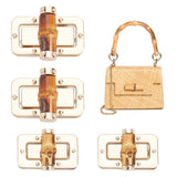 4 Pcs 2 Style Alloy Bag Twist Lock, Turn Lock Clasp, with Bamboo Findings, Bag Replacement Accessories, Rectangle, Golden, 4.25~6x2.5~3.3cm, 2pcs/style