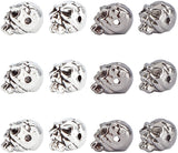 Tibetan Style Alloy Beads, Skull, Gunmetal & Platinum, 11x9x1.2mm, Hole: 1.5mm, 2 colors, 20pcs/color, 40pcs/box