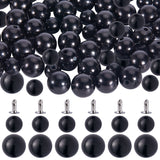 200 Sets 2 Style ABS Plastic Imitation Pearl Rivet Studs, with Iron Findings, Black, 6~8mm, Finding: 4x5mm, 100 sets/style