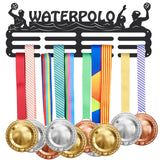 Fashion Iron Medal Hanger Holder Display Wall Rack, with Screws, Word Waterpolo, Sports Themed Pattern, 150x400mm
