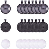 DIY Pendant Making, Alloy Pendant Cabochon Settings and Glass Cabochons, Flat Round, Gunmetal, Glass: 24.5~25x6~7mm, Setting: Tray: 24.5mm, 35.5x27.5x6.5mm, Hole: 3.5x5.5mm