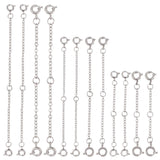 4 Sets 2 Styles 304 Stainless Steel Spring Ring Clasps, with 304 Stainless Steel Cable Chains, Stainless Steel Color, 50~100mm, 3pcs/set, 2 sets/style