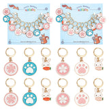 Alloy Enamel Sakura/Paw Print/Rabbit Pendant Locking Stitch Markers, 304 Stainless Steel Clasps Stitch Marker, Mixed Color, 3~3.7cm, 3 style, 4pcs/style, 12pcs/set