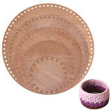 Wooden Crochet Basket Bottoms Set, Flat Round, Sienna, 10~29.9x0.25cm, Hole: 6mm, 5pcs/set