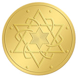 Self Adhesive Gold Foil Embossed Stickers, Medal Decoration Sticker, Star of David Pattern, 50x50mm