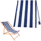 Canvas Cloth Chair Cover, Rectangle with Stripe Pattern, Prussian Blue, 1140x430x1.5mm