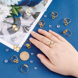 DIY Blank Dome Ring Making Kit, Including Adjustable 304 Stainless Steel Cuff Pad Ring Base Settings, Half Round Glass Cabochon, Real 18K Gold Plated, US Size 6 1/2(16.9mm)