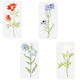 PET Hollow Out Drawing Painting Stencils, for DIY Scrapbook, Photo Album, Flower, 300x150mm, 4pcs/set