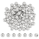 60Pcs 304 Stainless Steel Beads, Round with Corrugated, Stainless Steel Color, 8x7mm, Hole: 2.5mm