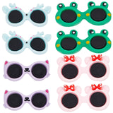 40Pcs 4 Styles Opaque Resin Glasses Cabochons, Frog & Reindeer & Cat & Bowknot, Mixed Shapes, Mixed Color, 17~18x34~37.5x4.5~5.5mm, 10pcs/style