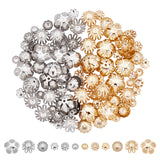 120PCS 6 Style 304 Stainless Steel Bead Caps, Multi-Petal, Flower, Golden & Stainless Steel Color, 120pcs/box