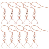 50Pcs 304 Stainless Steel Hooks, Ear Wire, with Ice Pick Pinch Bails, Rose Gold, 27x20mm, 21 Gauge, Pin: 0.7mm