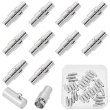 32Sets Brass Magnetic Screw Clasps, Column, Platinum, 15x4mm, Hole: 3mm