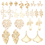 22Pcs 11 Style Brass Pendants, Mixed Leaf, Real 18K Gold Plated, 14.5~45x11~37x1~2mm, Hole: 1~1.2mm, 2pcs/style