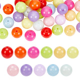 50Pcs Imitation Jade Acrylic Beads, Round, Mixed Color, 20mm, Hole: 3mm